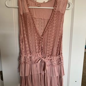 POL rusty pink tank top with tie front